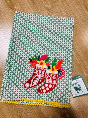 Green and Yellow Stockings Tea Towel