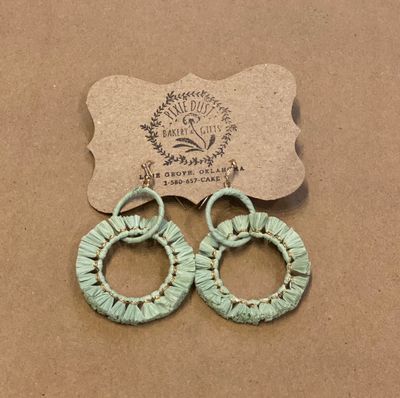 Teal Feathery Double Hoop Earrings