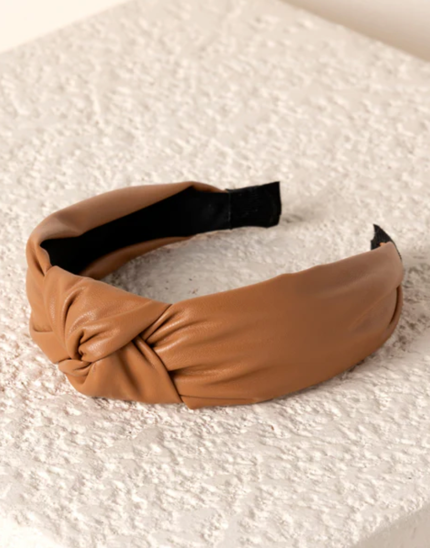Tan Faux Leather Headband