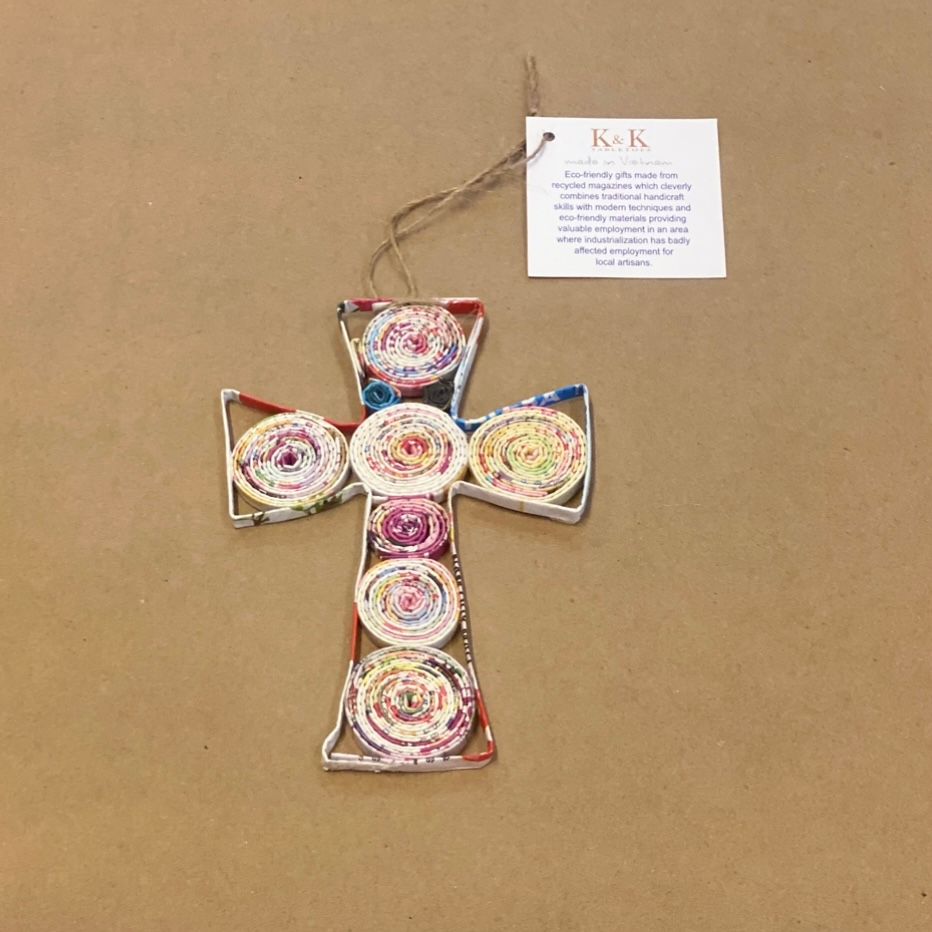 Recycled Newspaper Cross