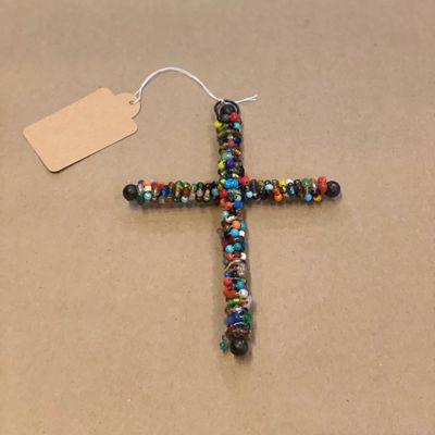 Mini Multicolor Beaded Cross