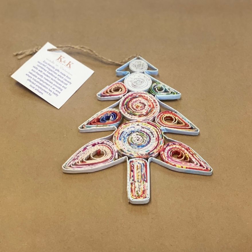 Recycled Newspaper Swirl Christmas Tree