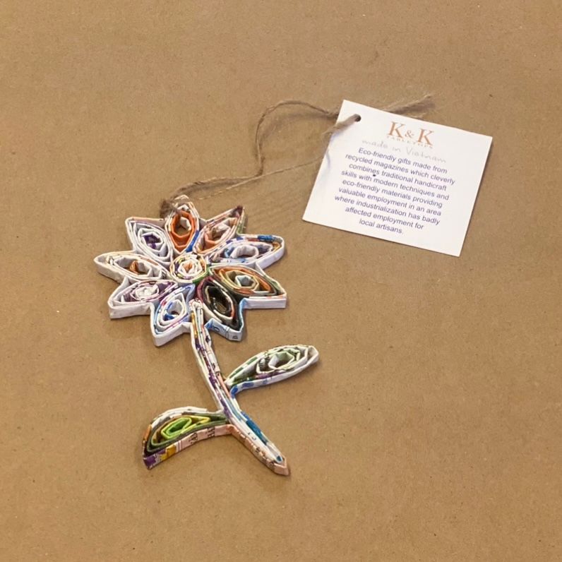 Recycled Newspaper Flower