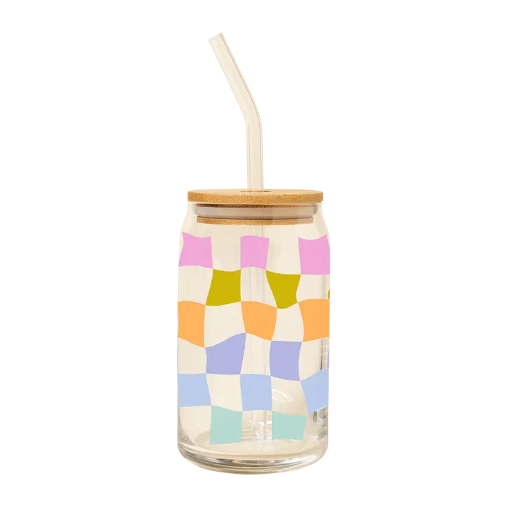 Carnival Check Glass Cup