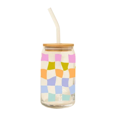 Carnival Check Glass Cup