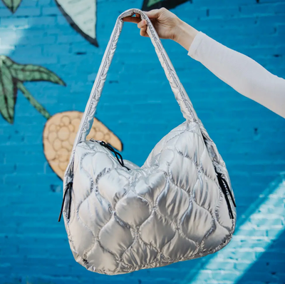 Silver Puffer Tote