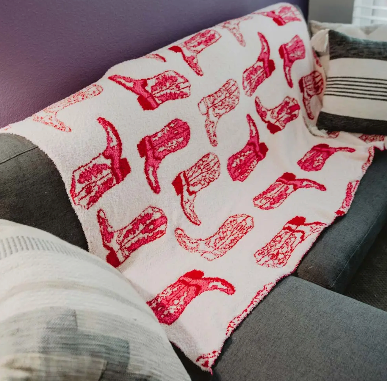 Pink Boots Throw Blanket