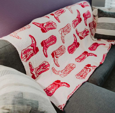 Pink Boots Throw Blanket