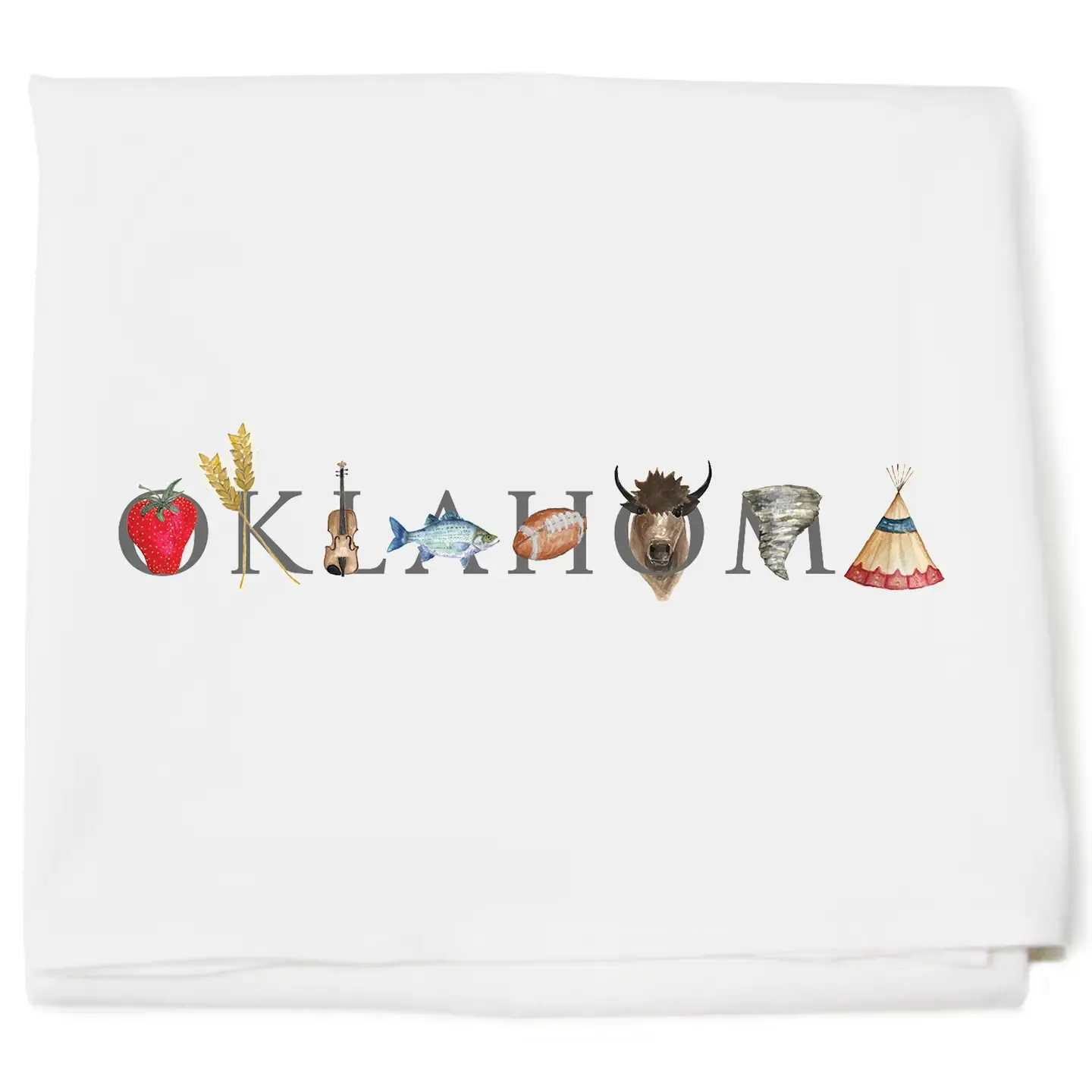 Oklahoma Navy Letters Tea Towel