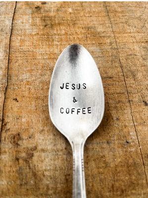 Jesus &amp; coffee stamped spoon