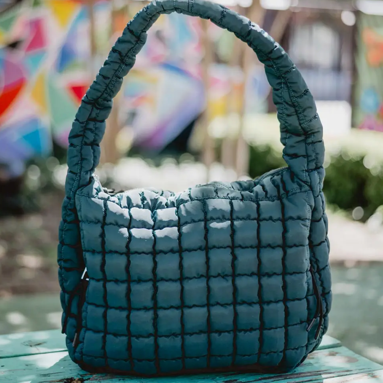 Forest Green Quilted Tote