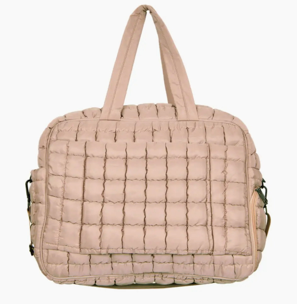 Tan Quilted Duffel Bag