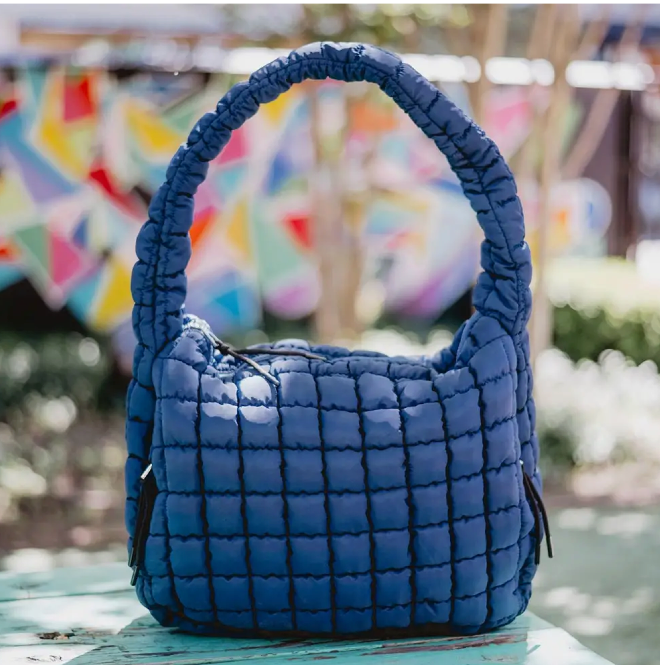 Navy Quilted Tote Bag