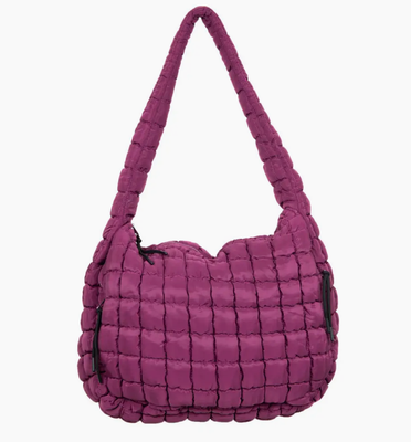 Plum Quilted Tote Bag