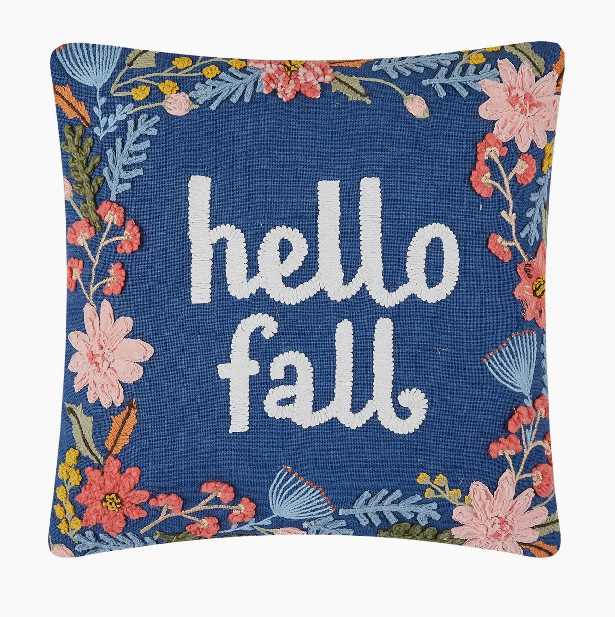 Hello Fall Blue Pillow
