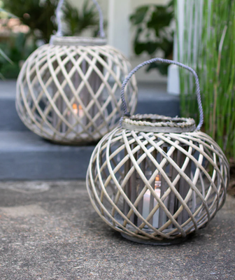 Willow Lantern With Glass- Small