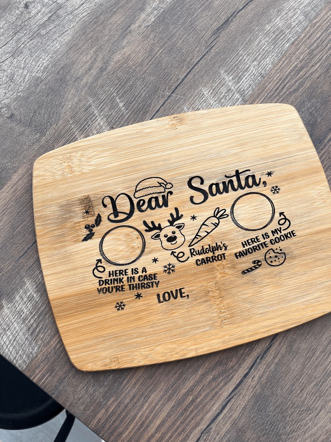 Dear Santa cookies and milk board