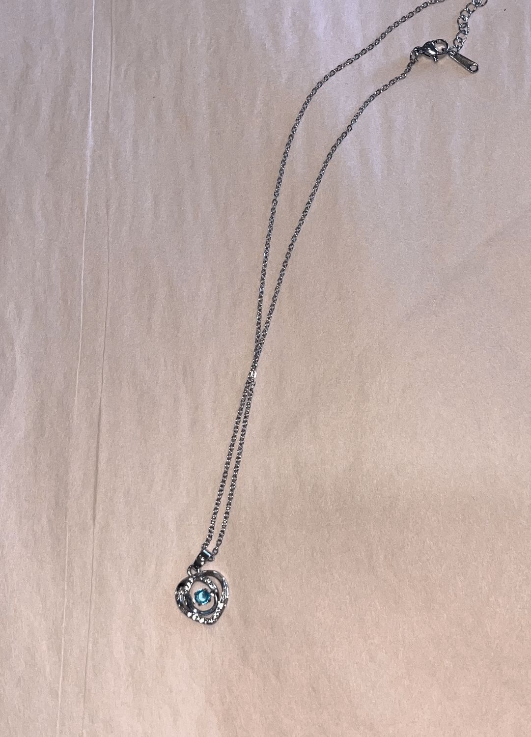 Silver Necklace With Blue Diamond