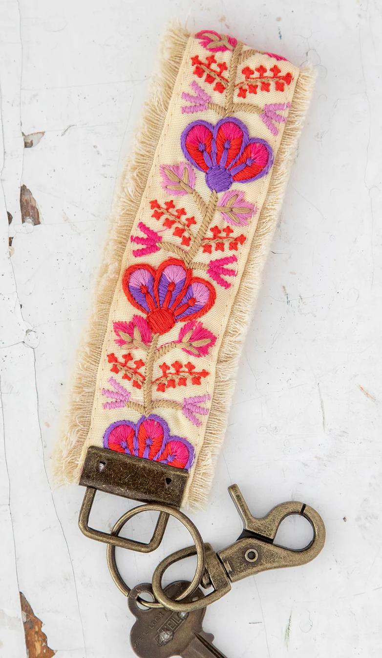 Embroidered Keychain- Light Pink