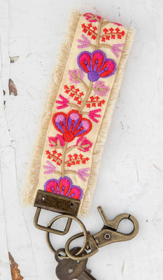 Embroidered Keychain- Light Pink