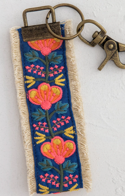 Embroidered Keychain- Navy