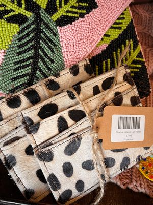 Cowhide Leopard Card Holder