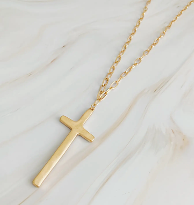 Long Gold Cross Necklace
