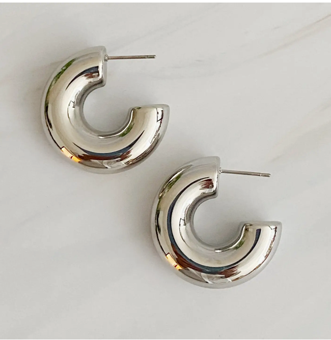 Silver Chunky Hoop Earrings