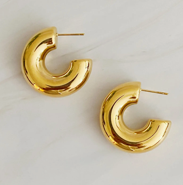 Gold Chunky Hoop Earrings 