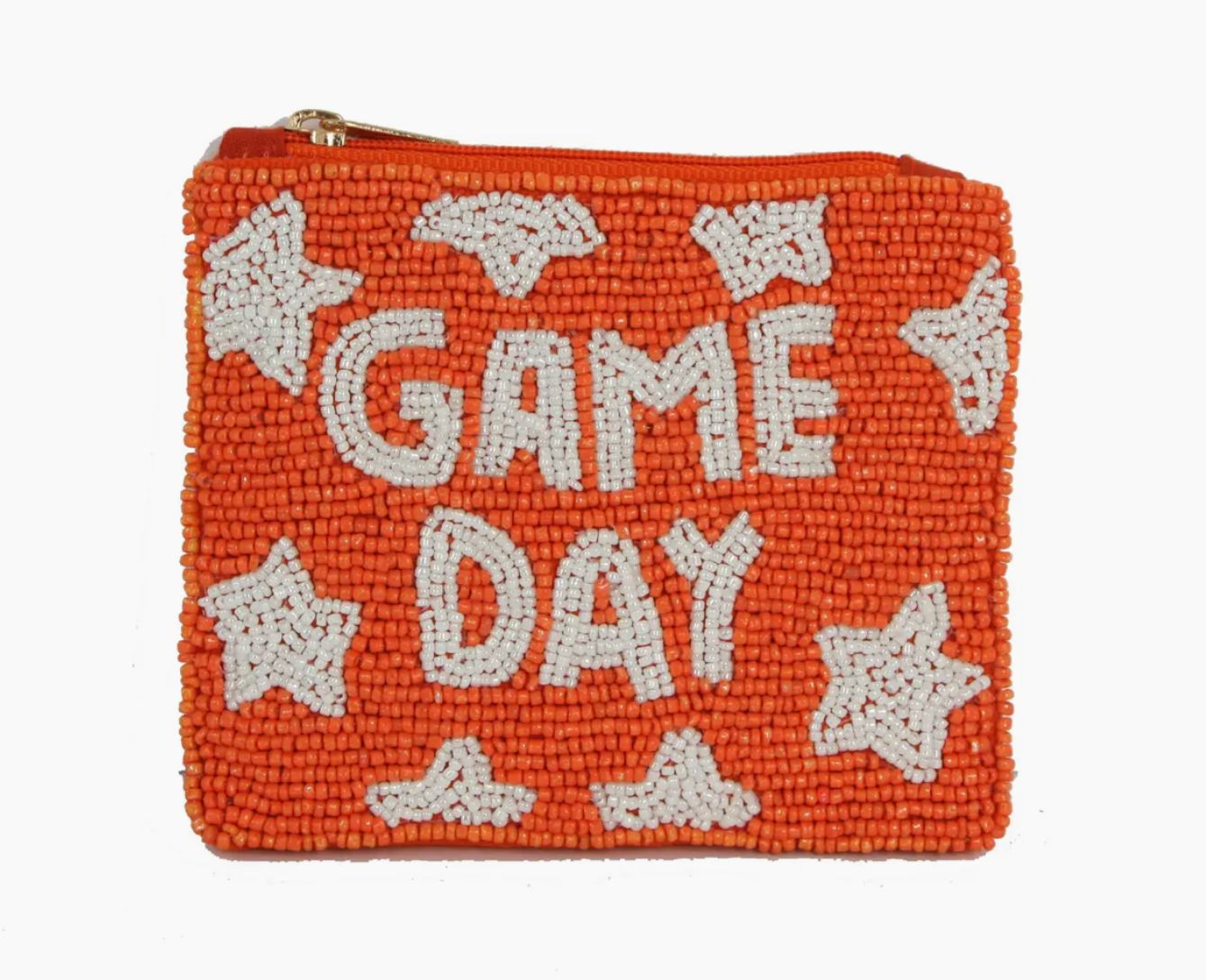 Orange Game Day Beaded Purse