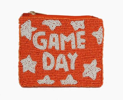 Orange Game Day Beaded Purse