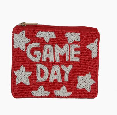 Red Beaded Game Day Purse
