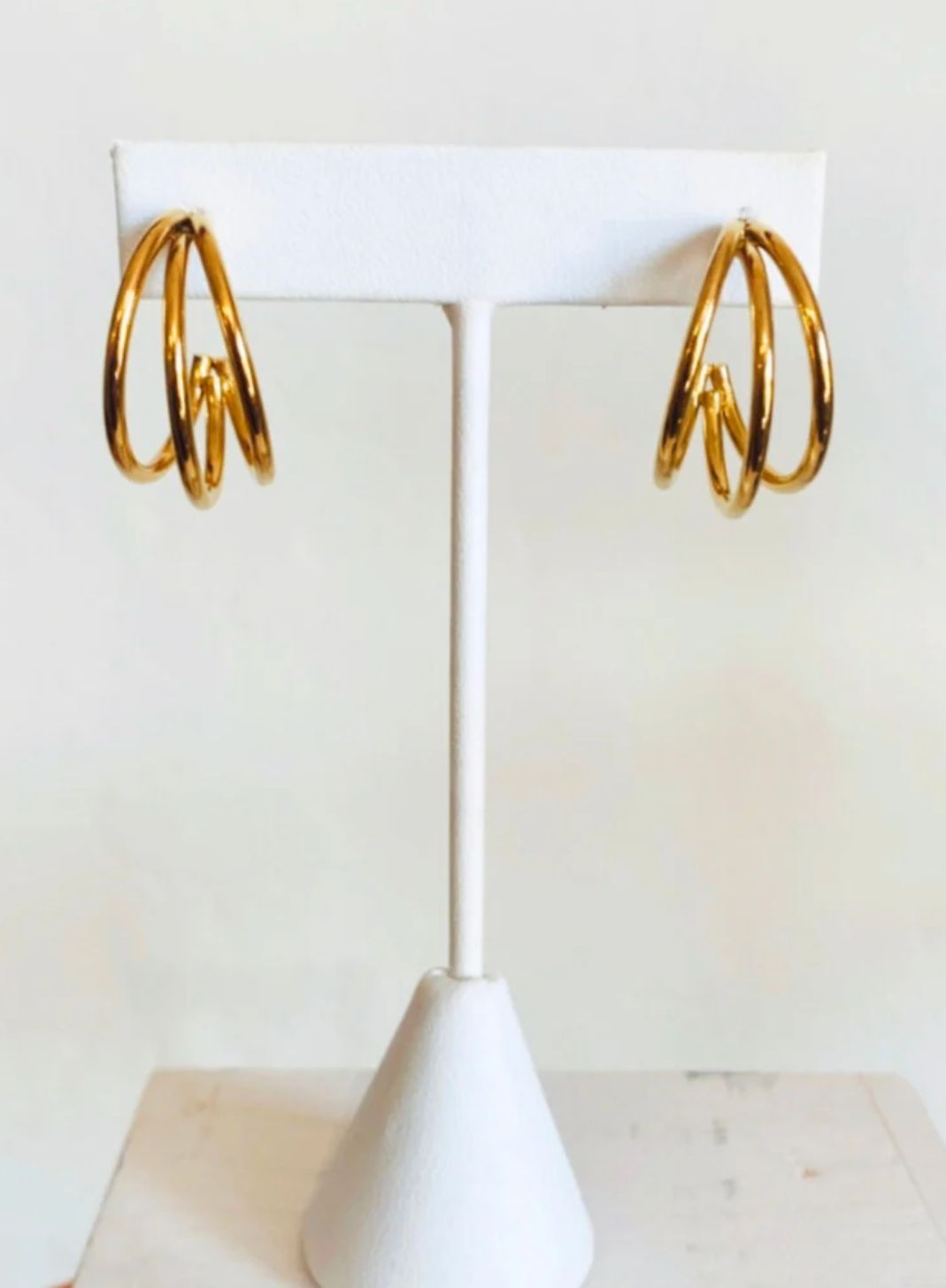 Gold 3 Ring Earrings