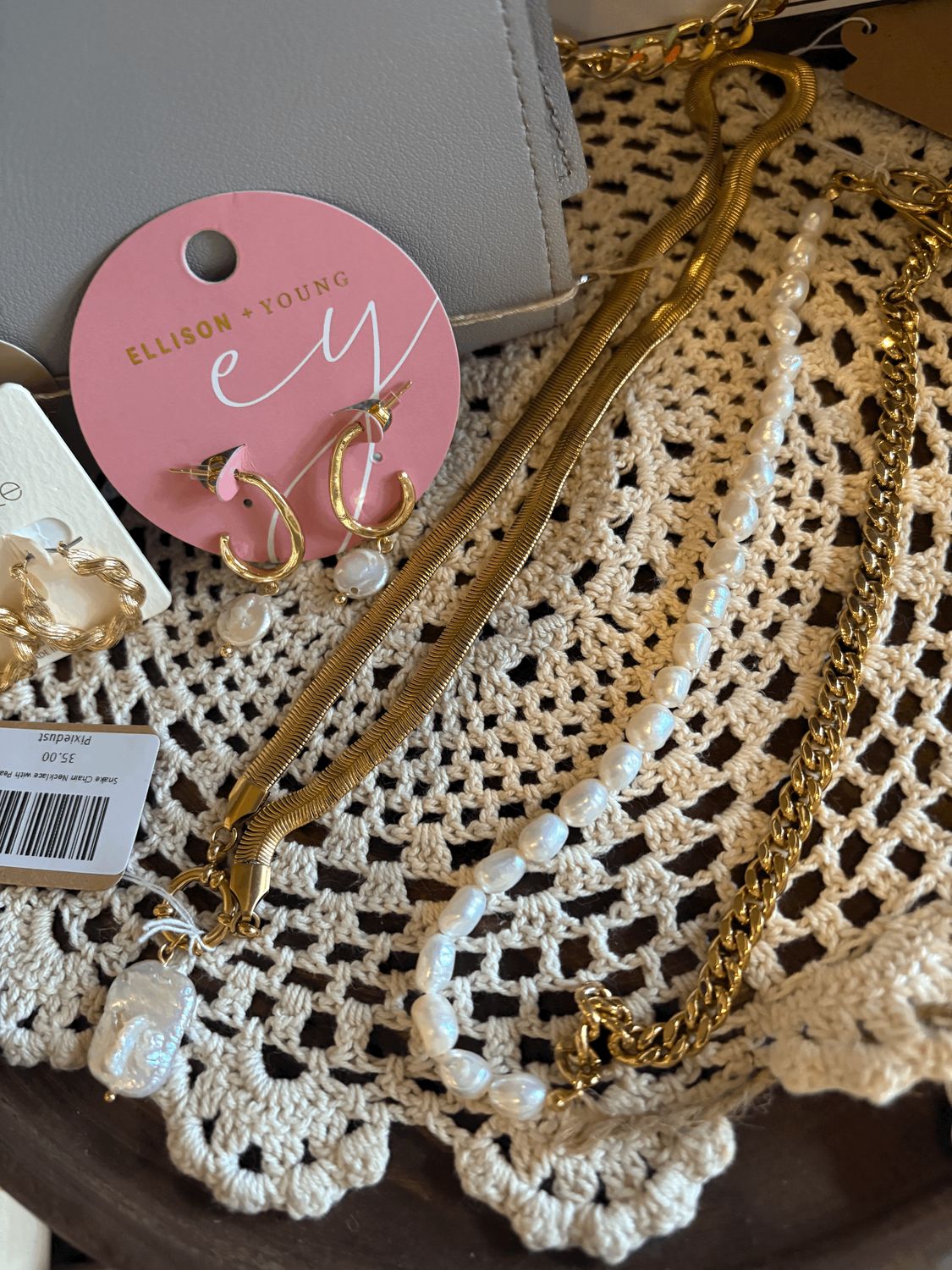 Snake Chain Necklace with Pearl Pendant