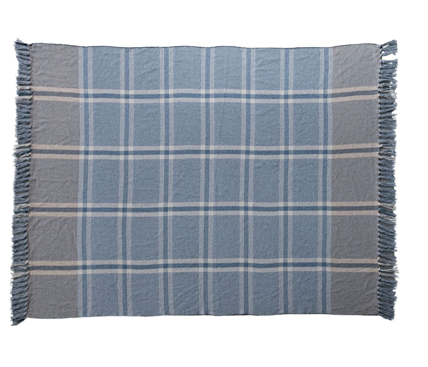 Grey and Navy Striped Throw