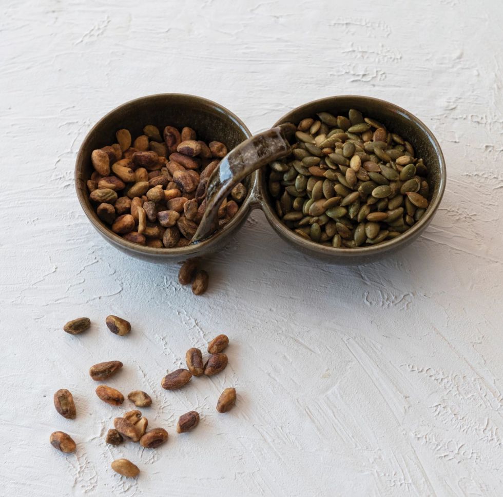 Brown Two Section Glazed Dish