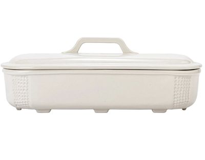 White 2 Qt Long Dish With Lid