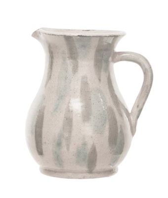 Terra Cotta Pitcher with Blue and Cream Glaze