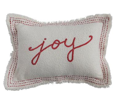 Joy Cream and Red Pillow