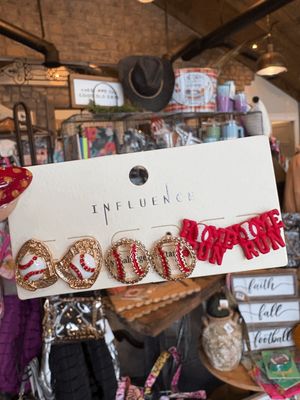 baseball earrings set of 3