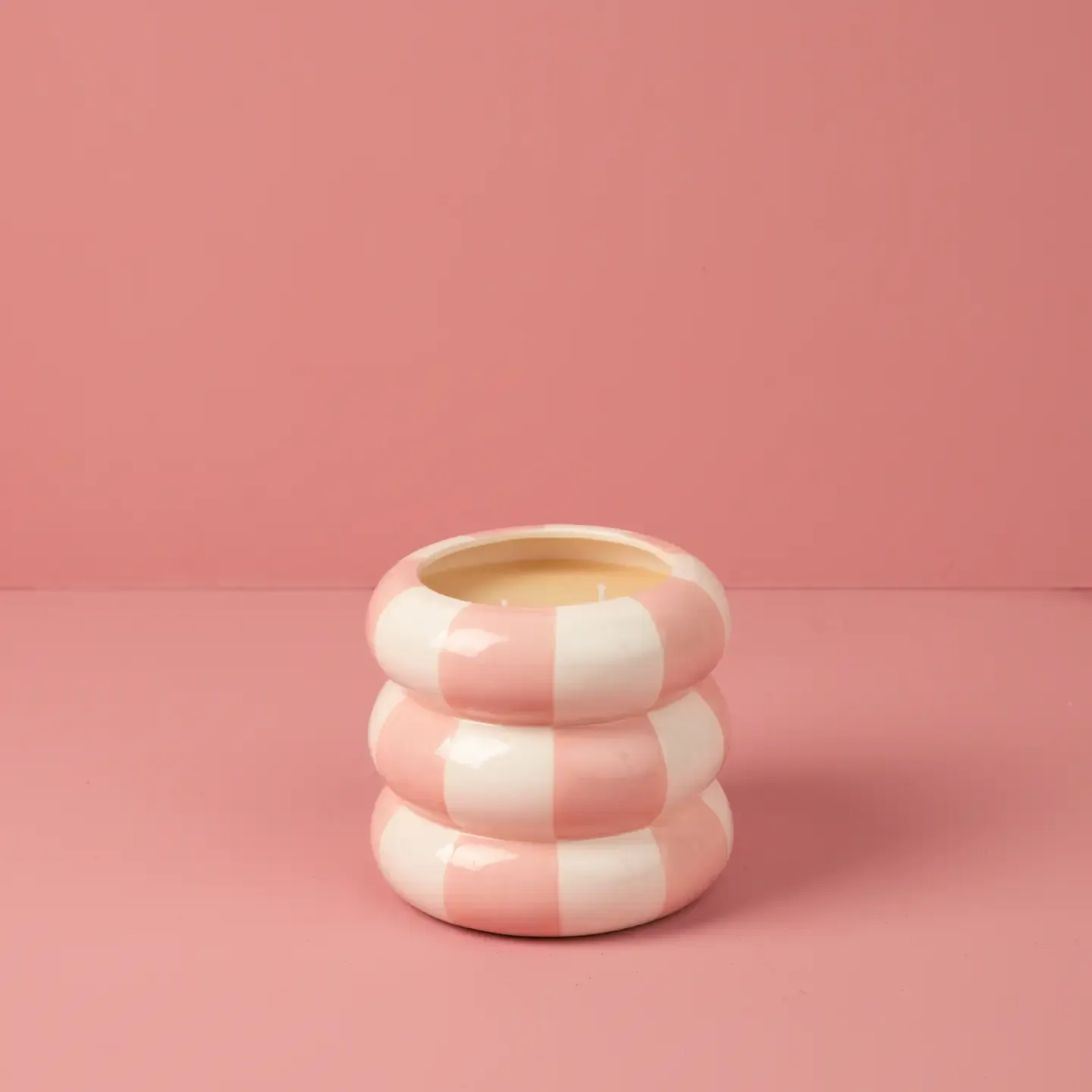 Pink/White Checkered Candle