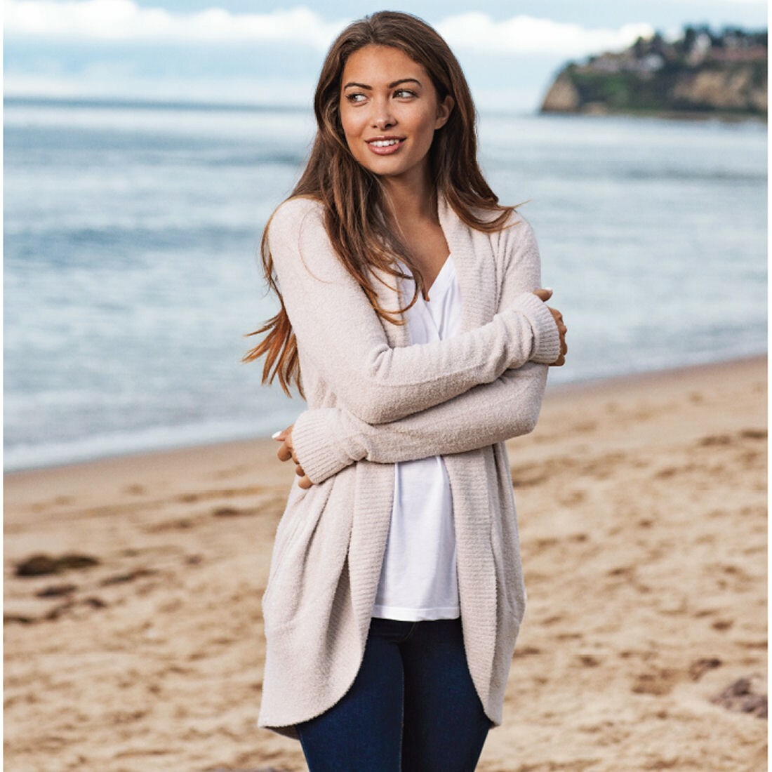 barefoot dreams windowpane cardigan