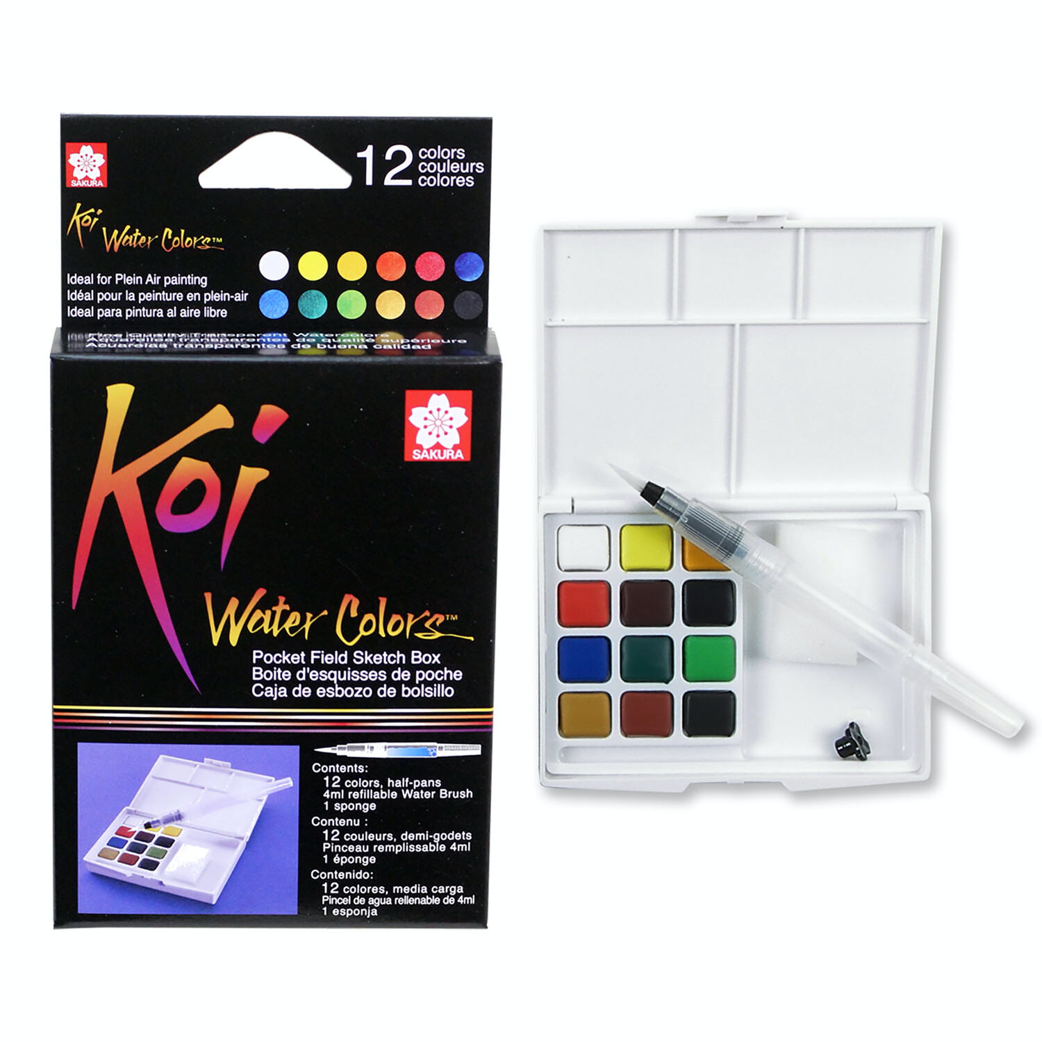 Layor Store Koi Watercolor Pocket 12 Color Field Sketch Box
