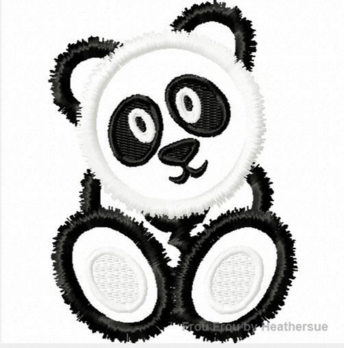Panda Bear Machine Applique Embroidery Design, multiple sizes