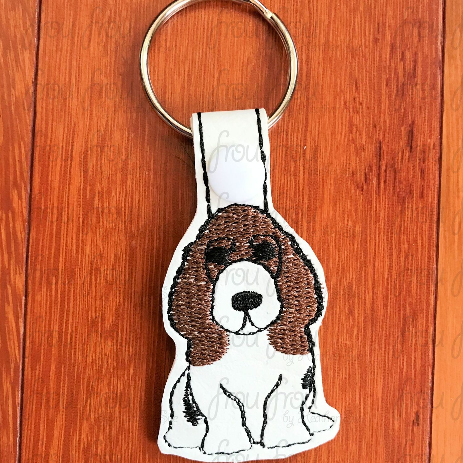 Basset Hound Puppy Dog Key Fob, Two versions each, short and long tab