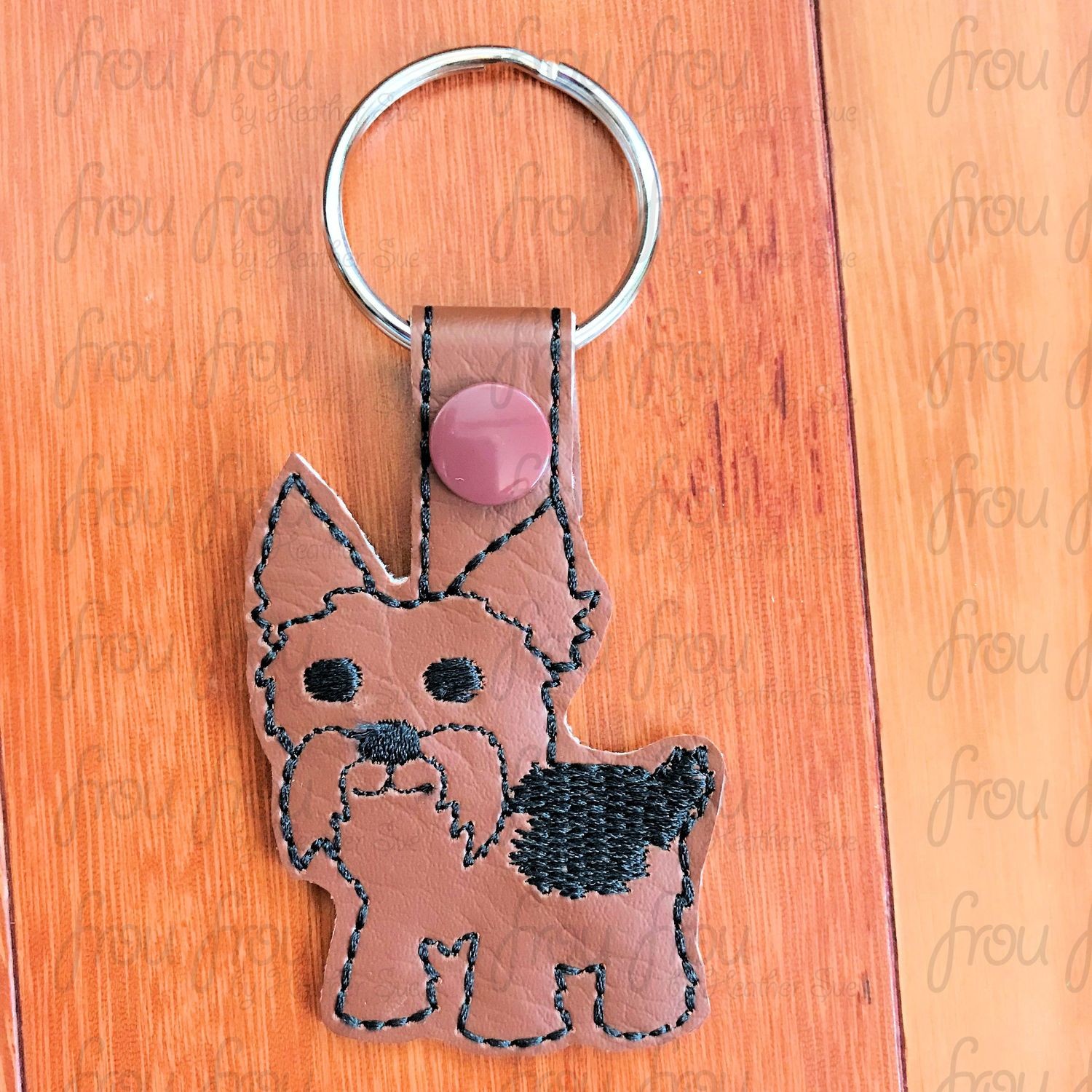 Yorkie Puppy Dog Key Fob, Two versions each, short and long tab, velcro