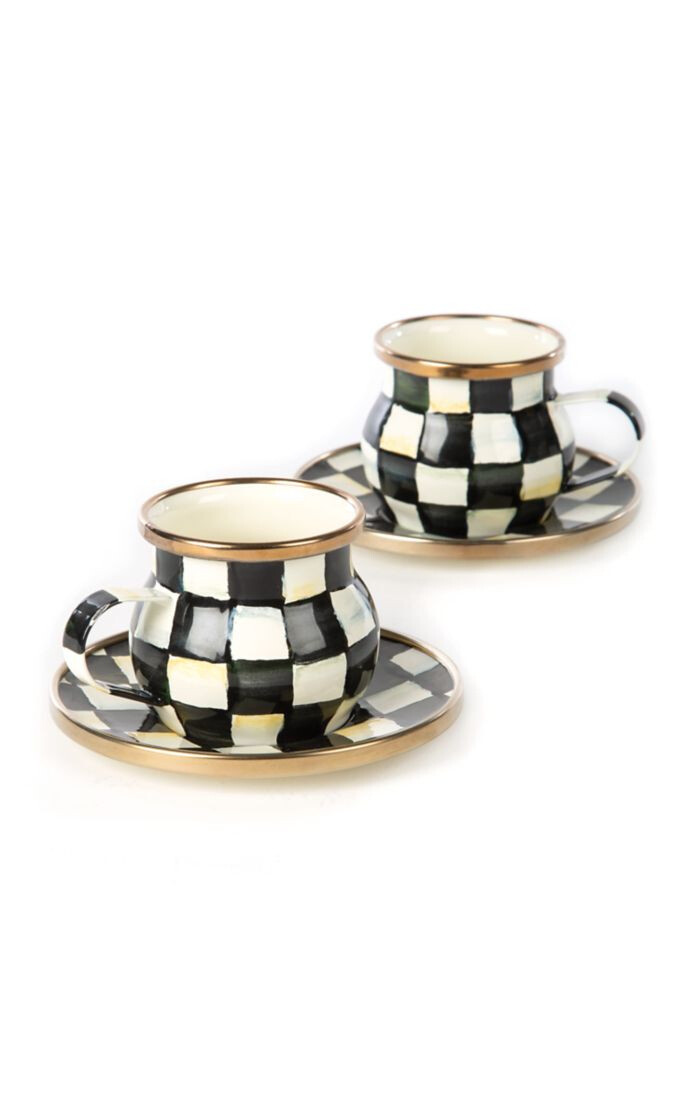CC enamel espresso cup and saucer set