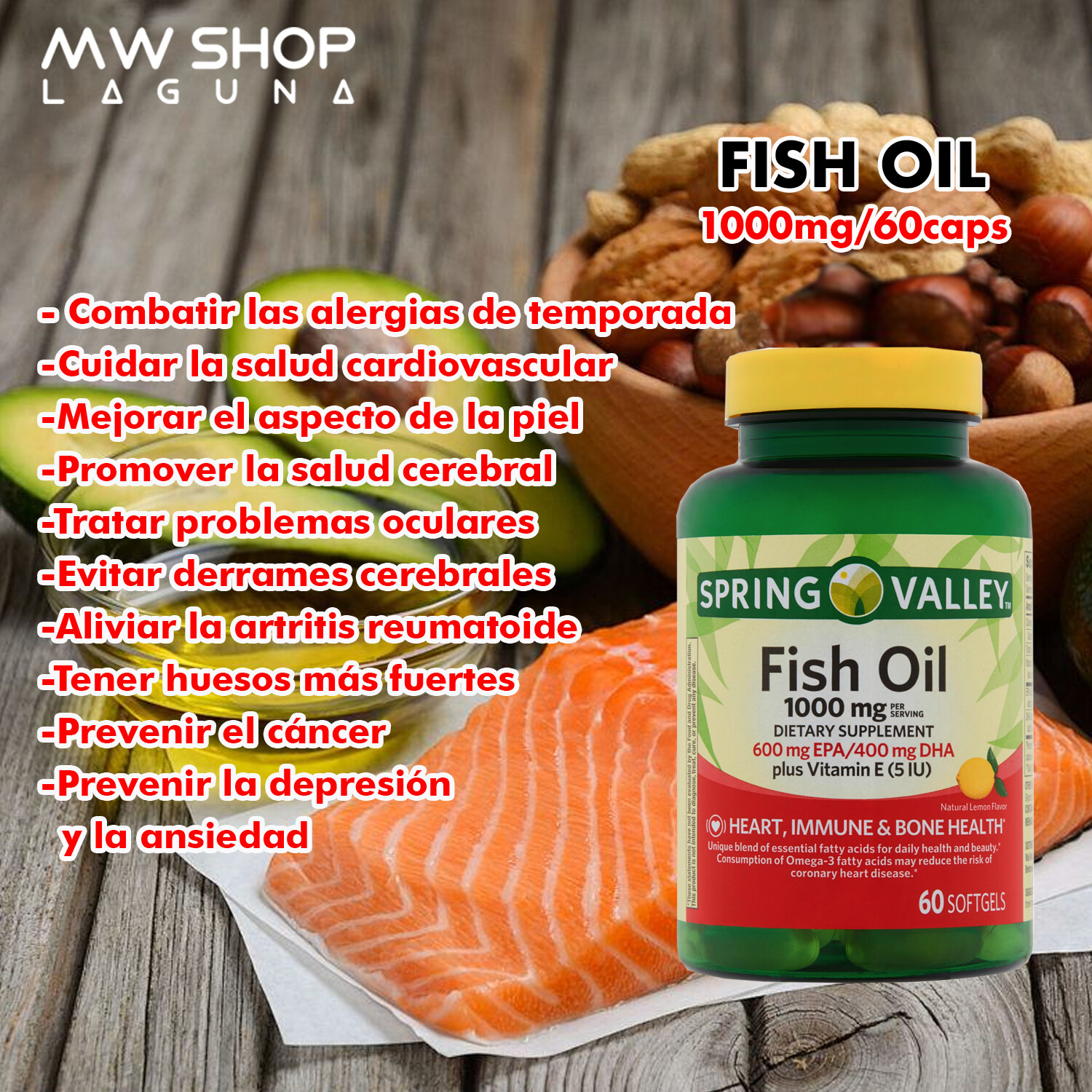 Aceite De Pescado / Fish Oil 1,000mg 60 Caps.