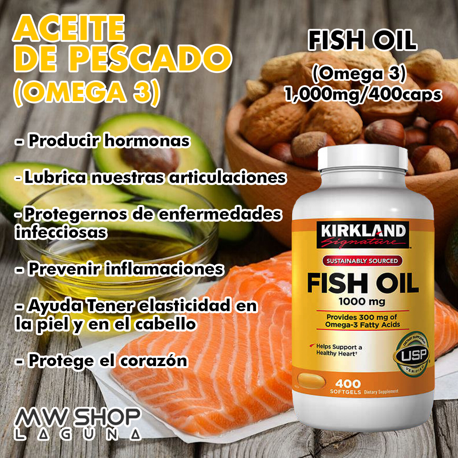Aceite De Pescado / Fish Oil 1,000 mg. 400 Caps.