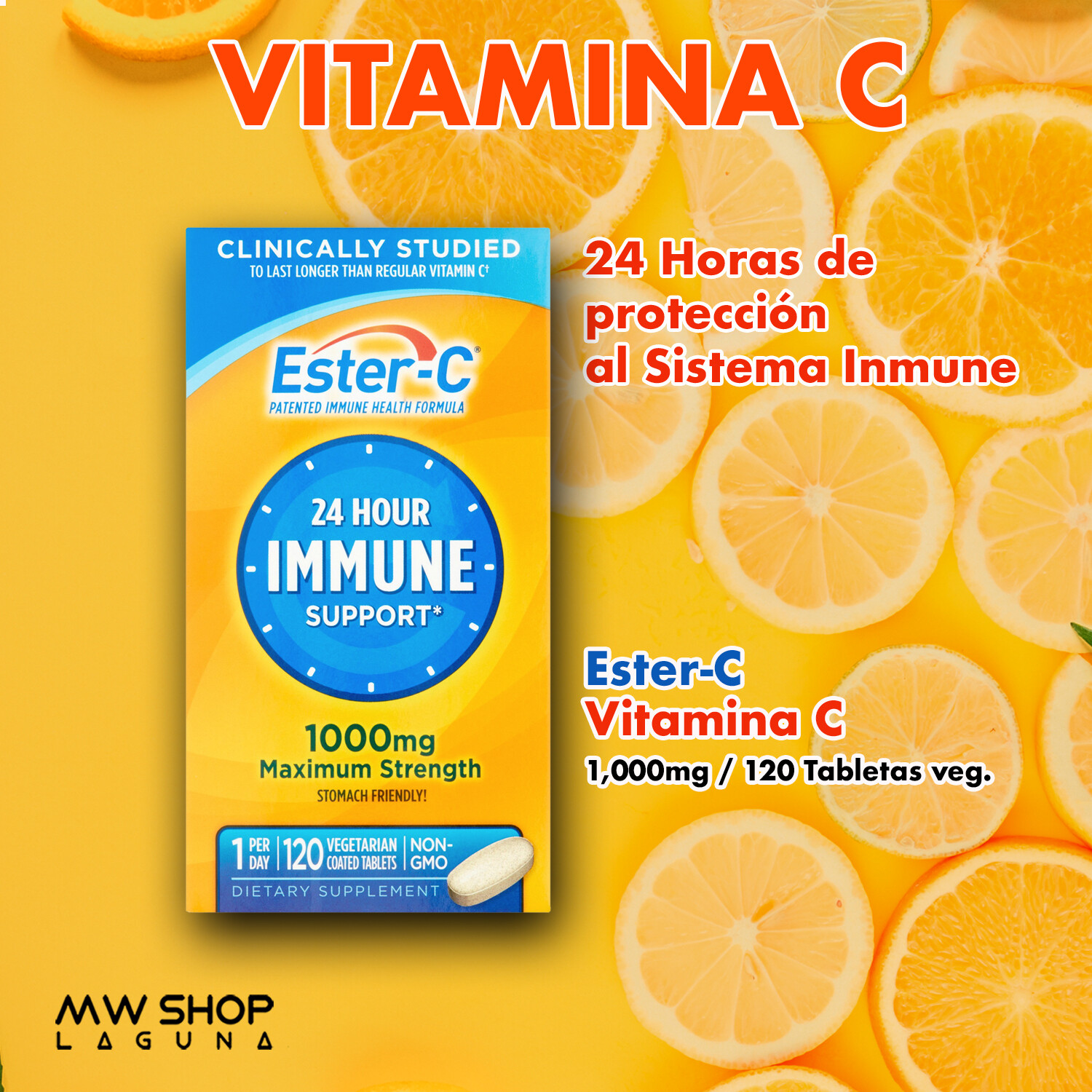 Ester C, Vitamina C 1000mg 24hrs / EsterC Vitamin C 1000mg 120tabs